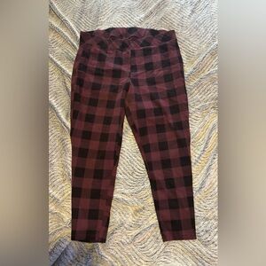 Torrid  Plus Size Plaid Leggings in Burgundy and Black